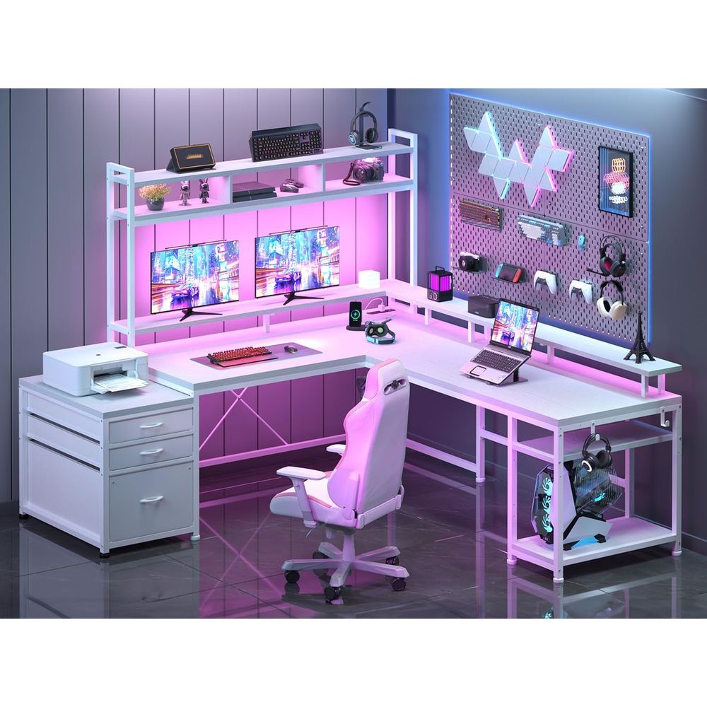 L Shaped Desk Setup - Meja Kerja Bentuk L 104-inci untuk
