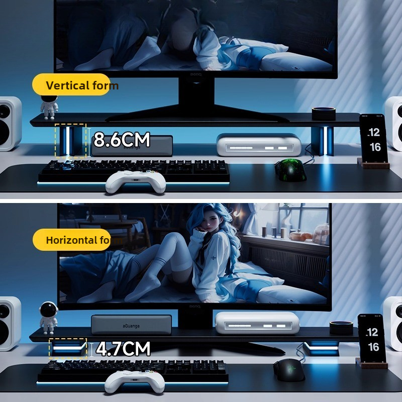 Desk Setup Ergonomics - Penyangga Monitor RGB Ergonomis Pengangkat Layar