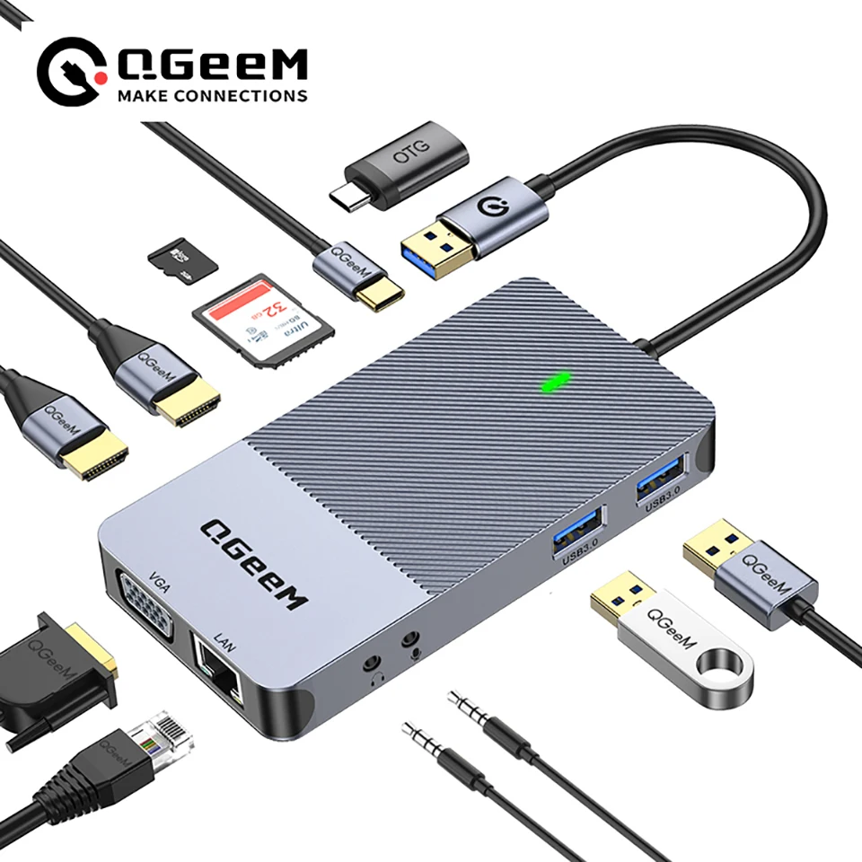Desk Setup Usb Hub - QGeeM USB 3.0 Docking Station, Triple