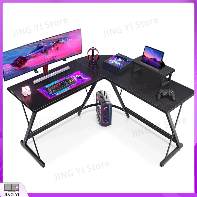 L Shaped Desk Setup - Meja Gaming Bentuk L dengan Dudukan