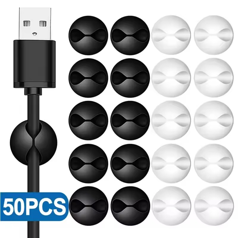 Desk Setup Organization - 5/50 Buah Klip Kabel Dinding Desktop