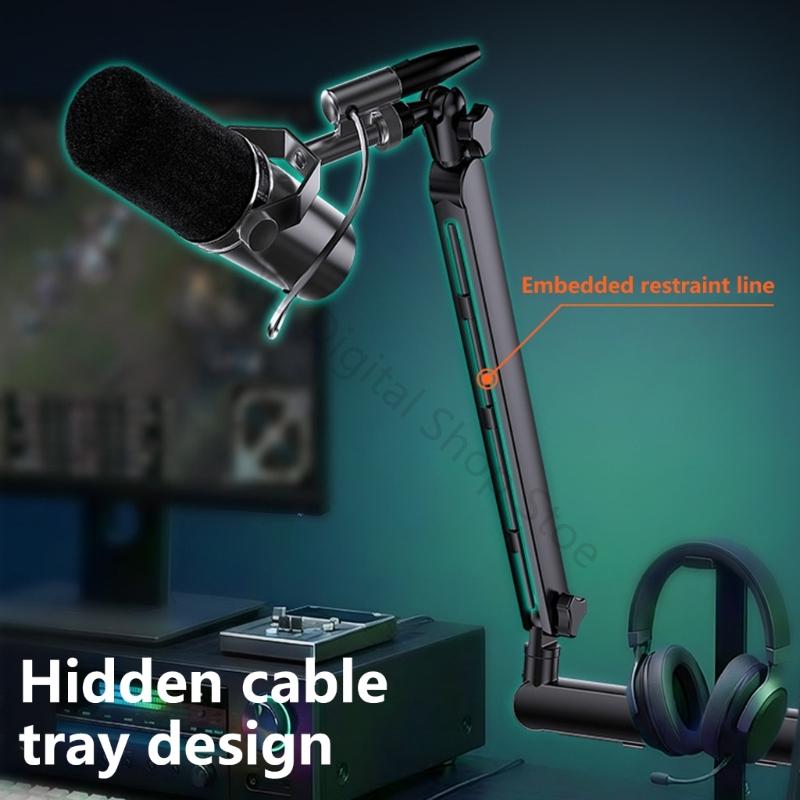 Desk Setup With Mic - 96BA Dudukan Lengan Boom Mikrofon Aluminium