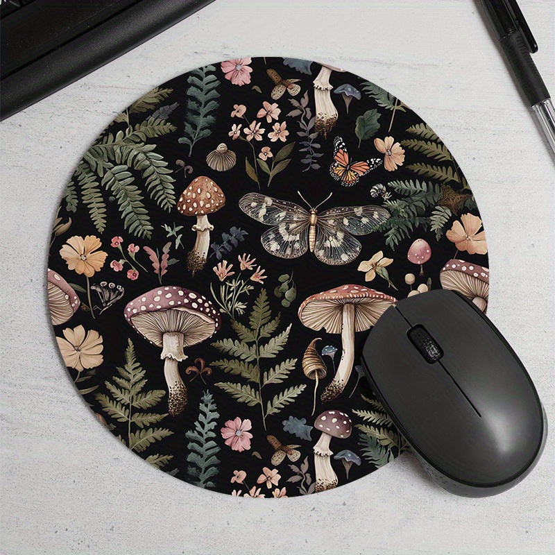 Desk Setup In Office - Alas Mouse Bulat Motif Hutan Karet