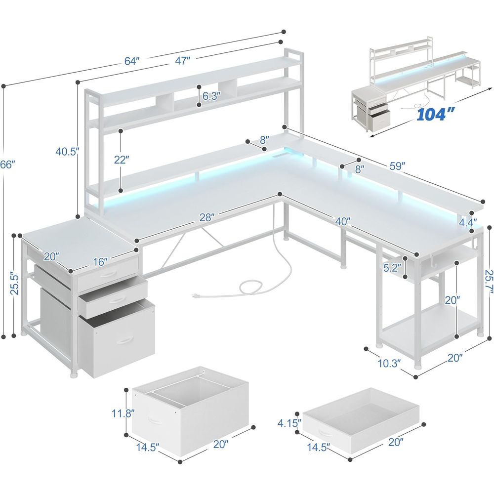 Meja Kerja Bentuk L 104-inci u - L Shaped Desk Setup ulasan dan harga
