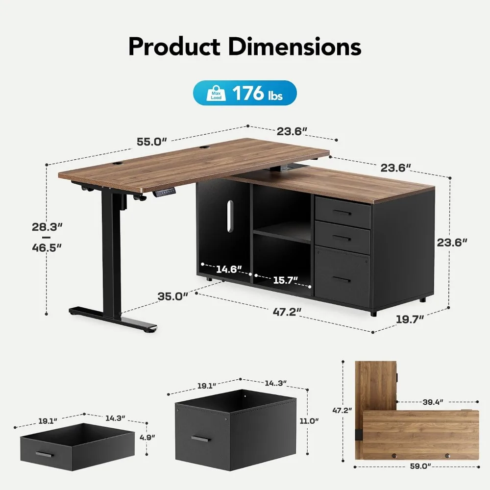 HUANUO Meja Berdiri Berbentuk  - L Shaped Desk Setup ulasan dan harga