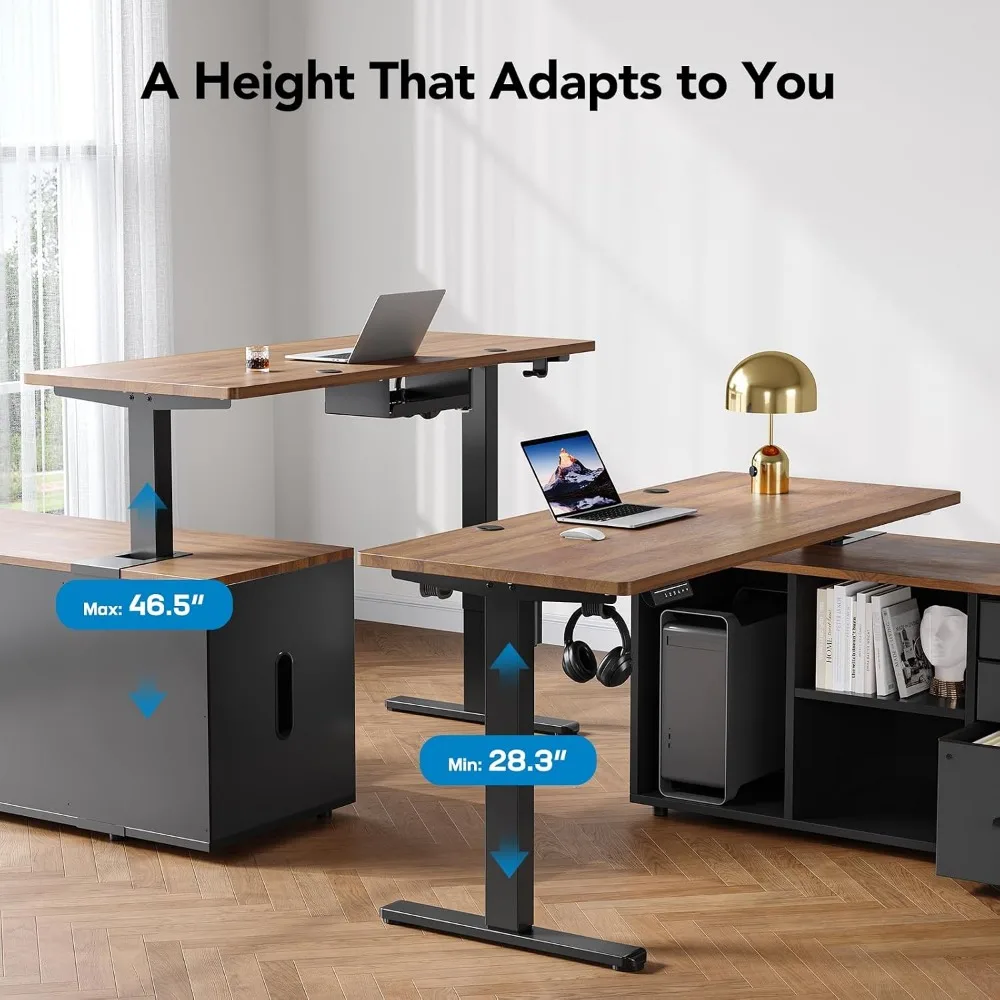 HUANUO Meja Berdiri Berbentuk  - L Shaped Desk Setup ulasan dan harga