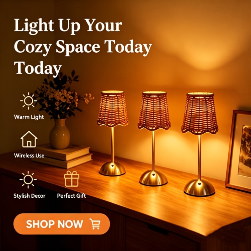 Lampu Meja Seni Anyaman Rotan  - Desk Setup Room ulasan dan harga