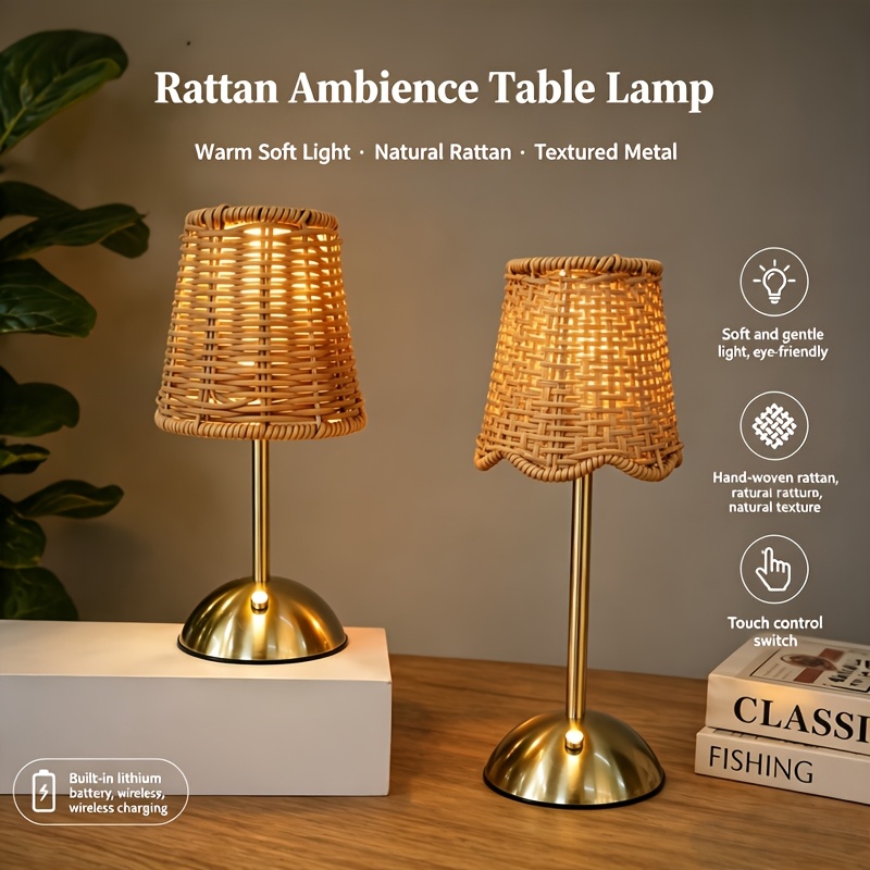 Lampu Meja Seni Anyaman Rotan  - Desk Setup Room ulasan dan harga
