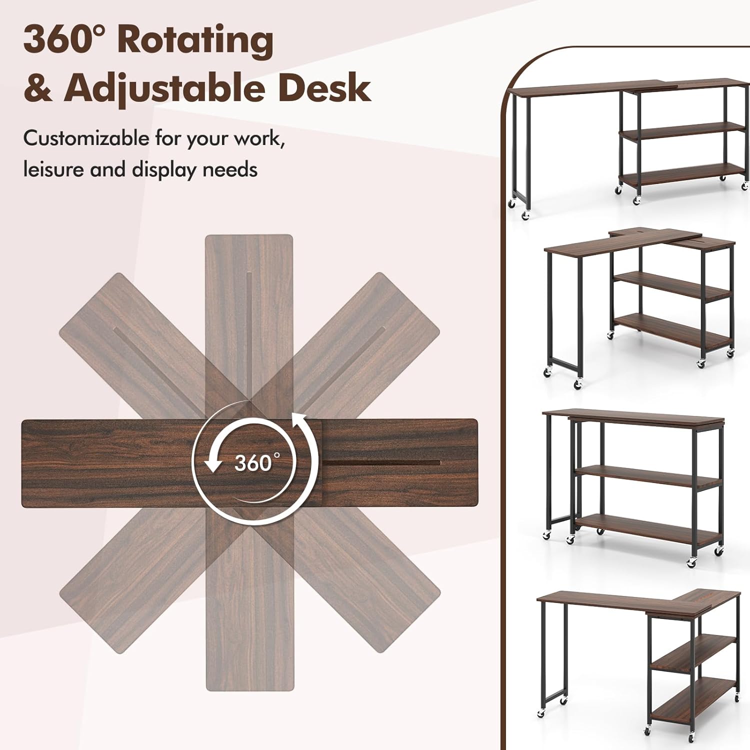 360 °   Meja Samping Putar den - Desk Setup For Laptop ulasan dan harga