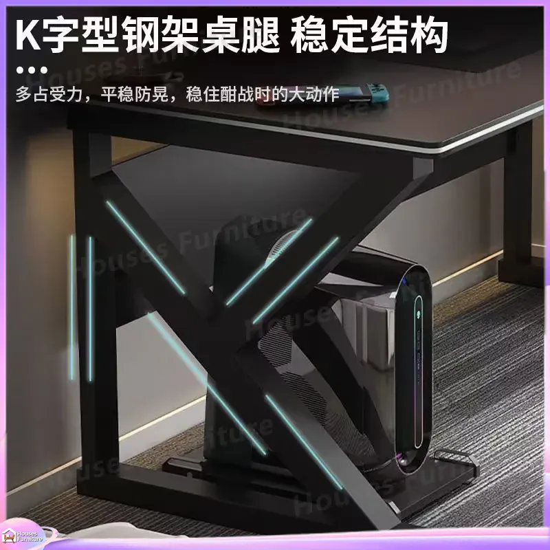 Meja Gaming Cafe Metal Hitam M - L Shaped Desk Setup ulasan dan harga