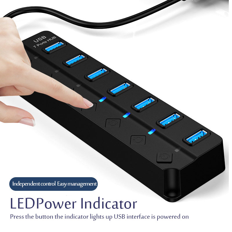 7 in 1 USB 3.0 Hub Multi USB S - Desk Setup Usb Hub ulasan dan harga