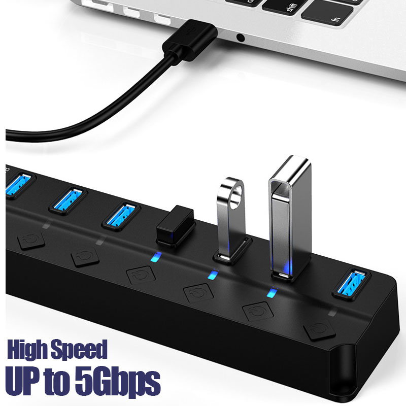 7 in 1 USB 3.0 Hub Multi USB S - Desk Setup Usb Hub ulasan dan harga