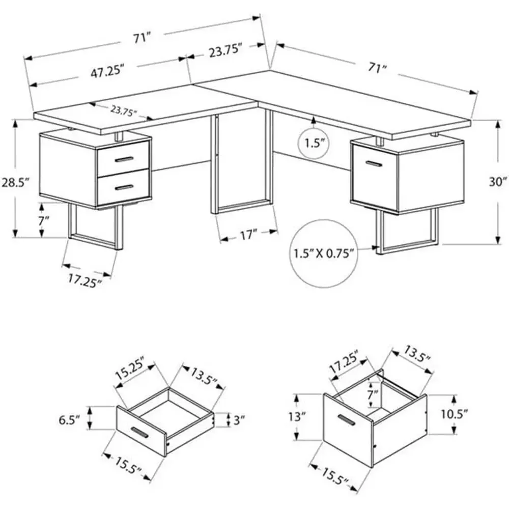 Meja Komputer Bentuk L 70 deng - Desk Setup Grey ulasan dan harga