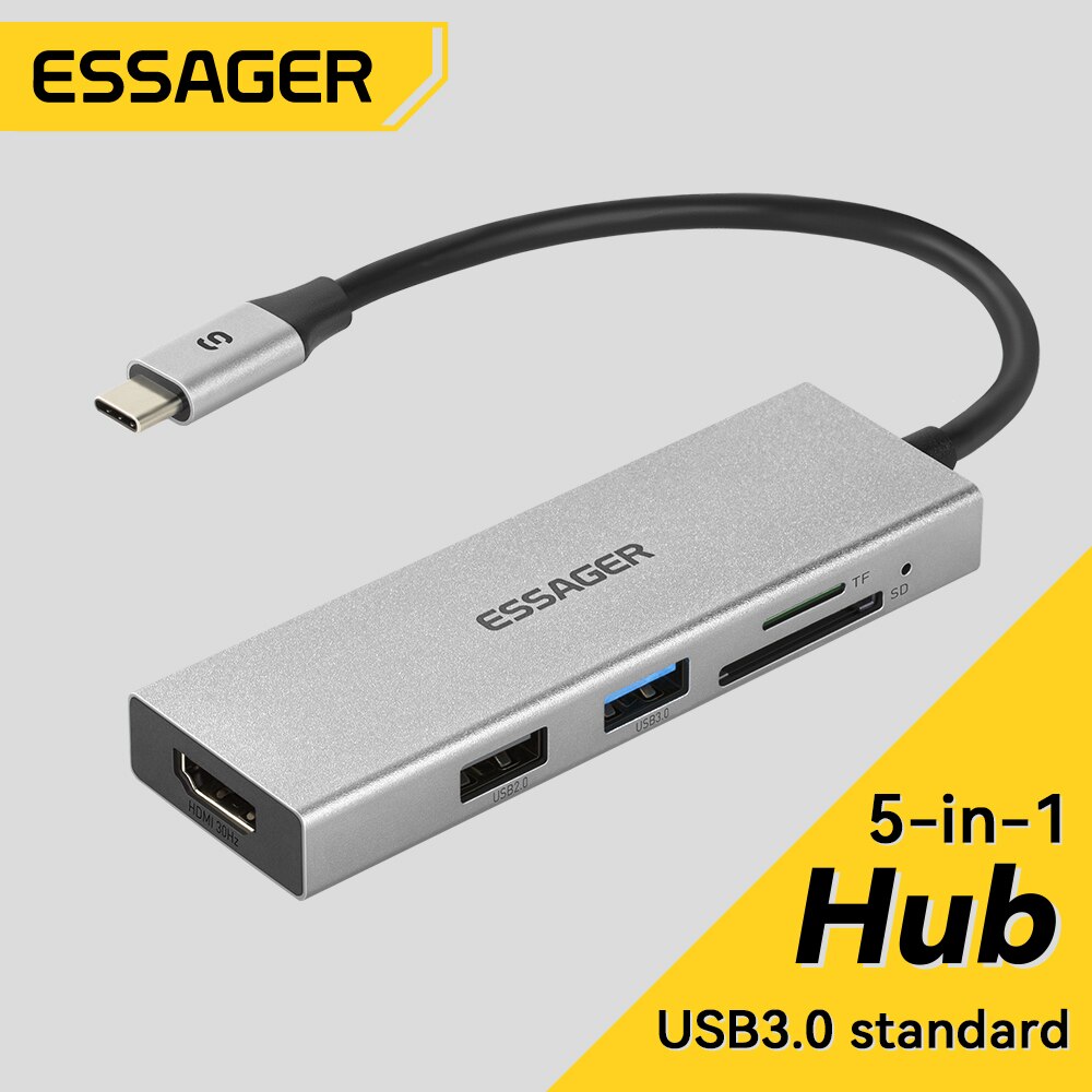 Essager 5 in 1 USB C HUB pemba - Desk Setup Usb Hub ulasan dan harga