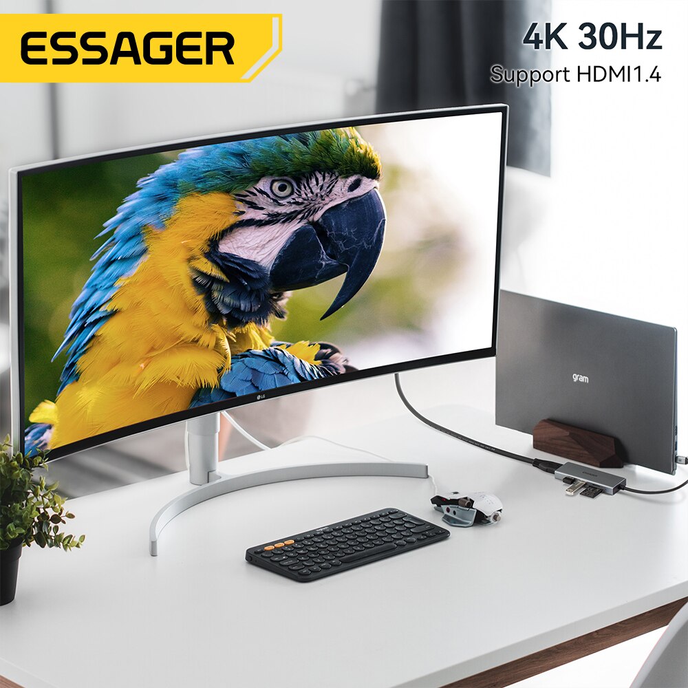 Essager 5 in 1 USB C HUB pemba - Desk Setup Usb Hub ulasan dan harga