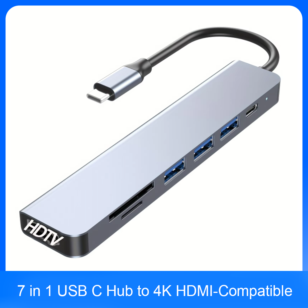 7 in 1 USB C Hub ke 4K HDMI-Ko - Desk Setup Usb Hub ulasan dan harga