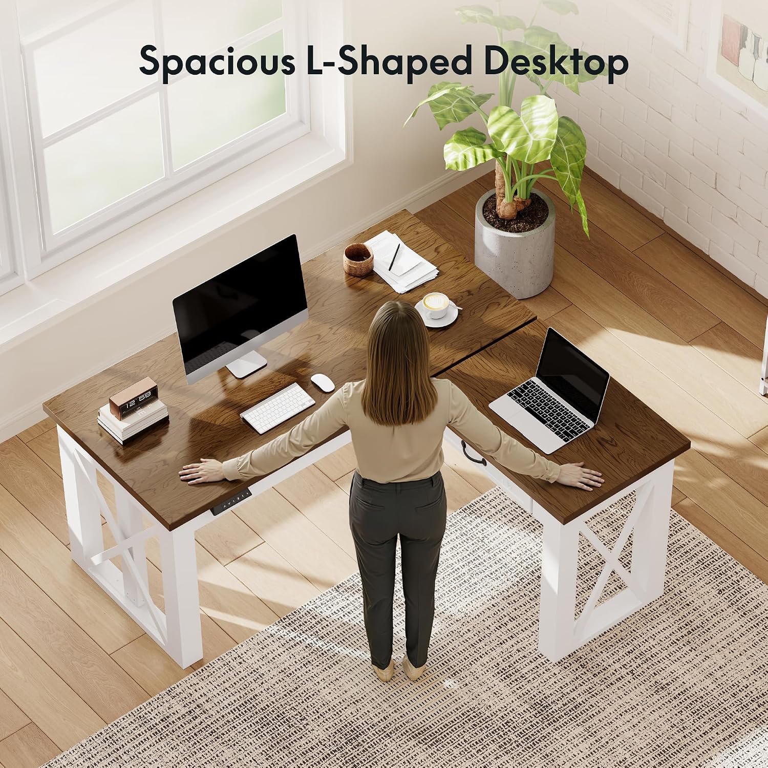 Meja Kerja Berbentuk L dengan  - L Shaped Desk Setup ulasan dan harga
