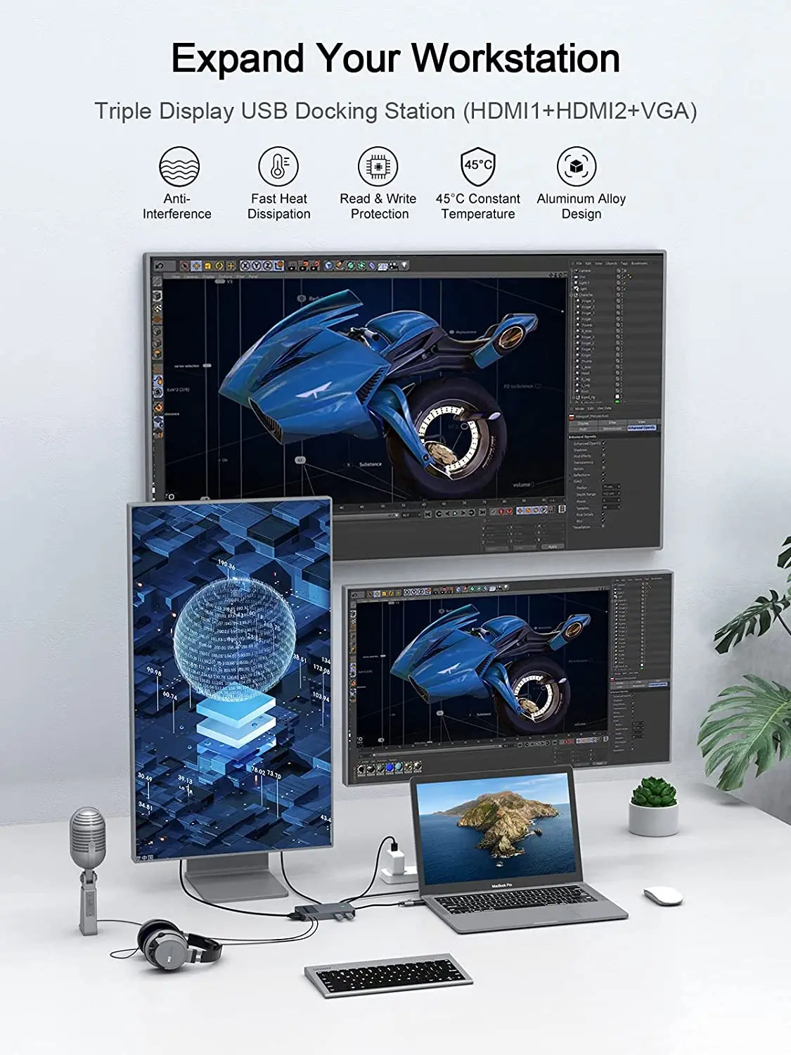 QGeeM USB 3.0 Docking Station, - Desk Setup Usb Hub ulasan dan harga