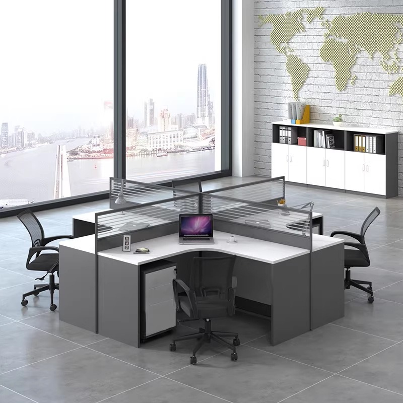 Meja Kantor Putih untuk 2, 4,  - L Shaped Desk Setup ulasan dan harga