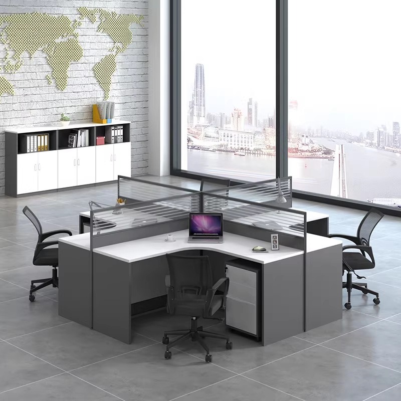 Meja Kantor Putih untuk 2, 4,  - L Shaped Desk Setup ulasan dan harga