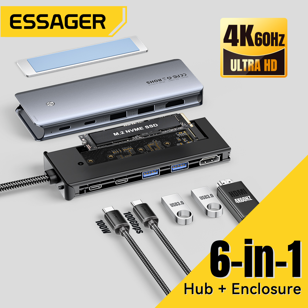 Essager USB C Hub, dengan M.2  - Desk Setup Usb Hub ulasan dan harga