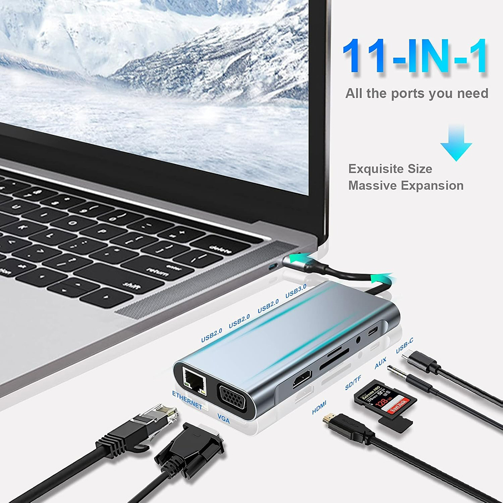 Hub USB C 11-in-1 Thunderbolt  - Desk Setup Usb Hub ulasan dan harga