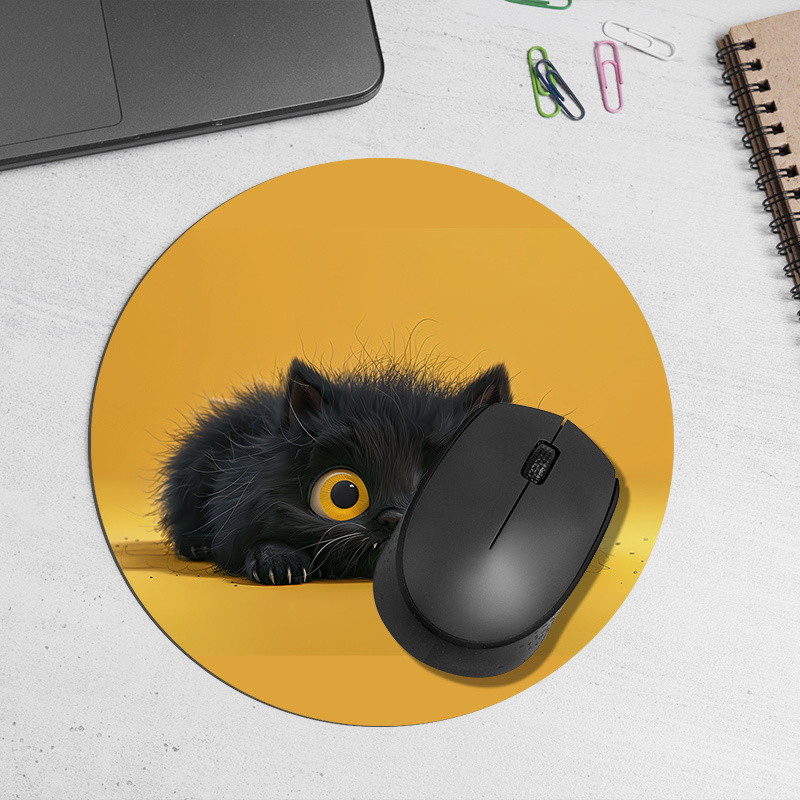 Alas Mouse Bundar Kucing Hitam - Desk Setup In Office ulasan dan harga